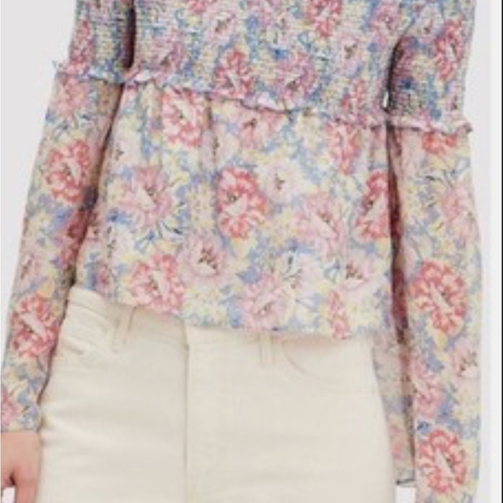 INTERMIX Lucy  Smocked off the Shoulder Top